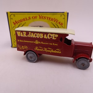 Rare MIB 1950s Vintage Matchbox Lesney Y-7 Models of Yesteryear 1918 4 Ton Leyland Lorry Die Cast Toy Car in Original Box Issue 7