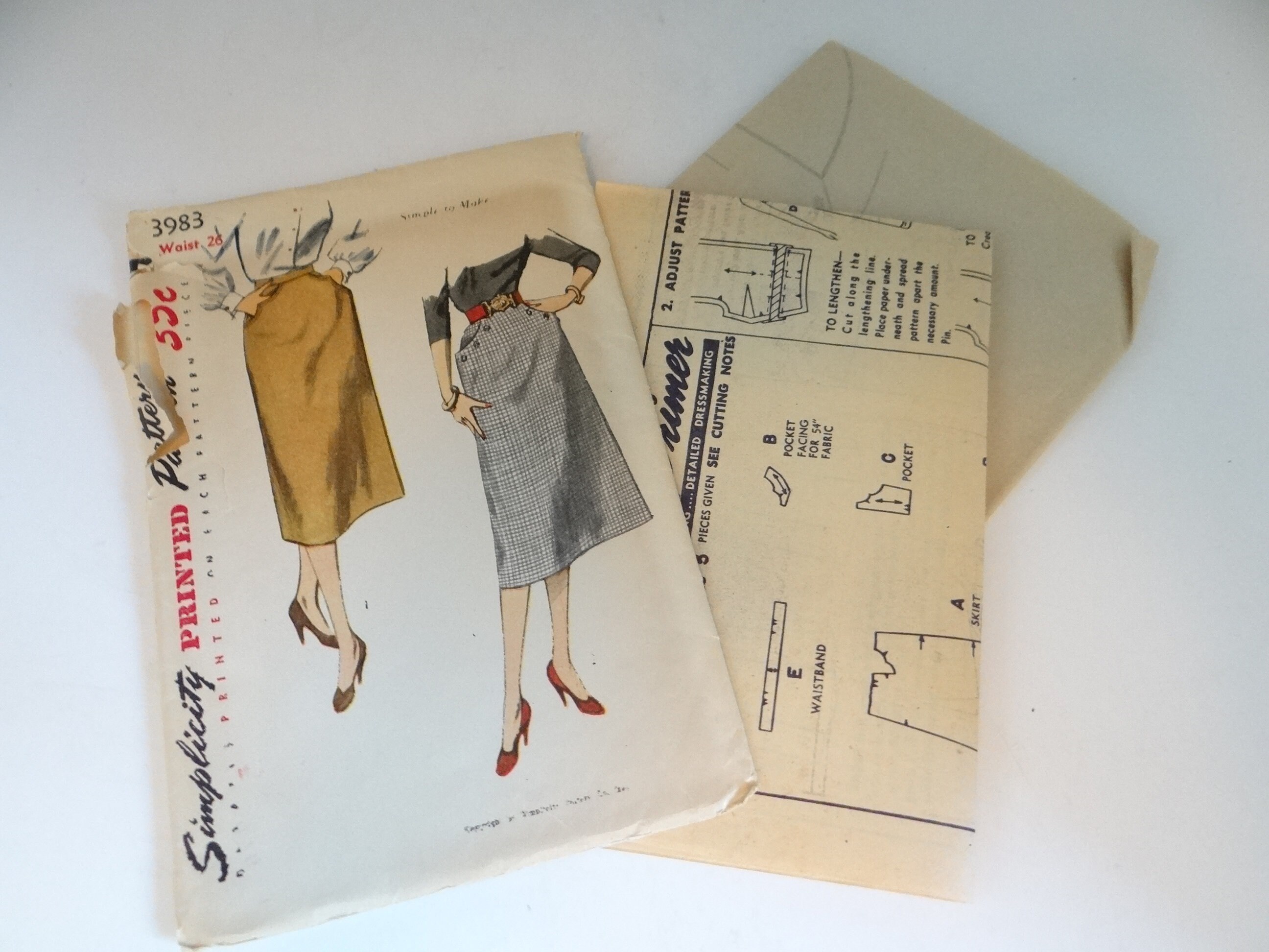 Vintage Simplicity #3983 Women's Skirt Sewing Pattern With