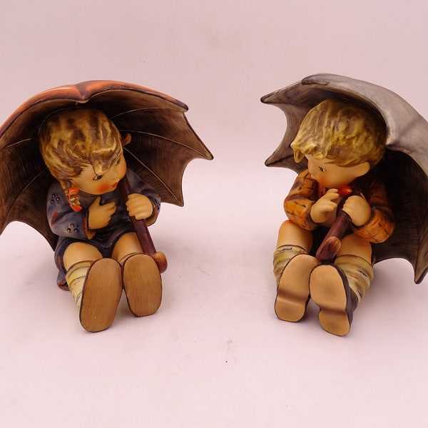 Vintage Goebel MJ Hummel Umbrella Boy 152/0 A and Umbrella Girl Figurine 152/0 B Pair TMK-6