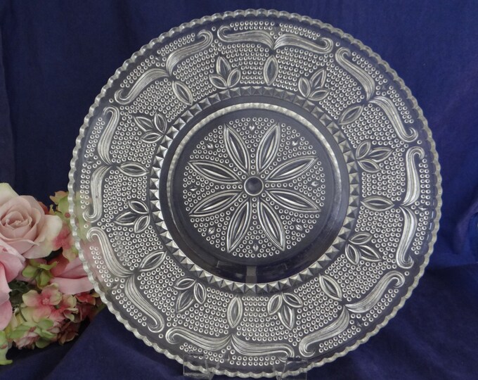 Hobnail Clear Glass Serving Plate 11.5 Vintage Style Serving
