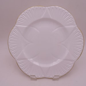 1940s Vintage Shelley English Bone China &quot;Regency&quot; White and Gold Dainty Luncheon or Salad Plate  - 8 Available
