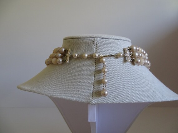 3 Strand Cream and Silver Beads with Gold Bead an… - image 6