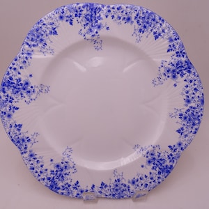 1950s Vintage Shelley English Bone China &quot;Dainty Blue&quot; Large Dinner Plate
