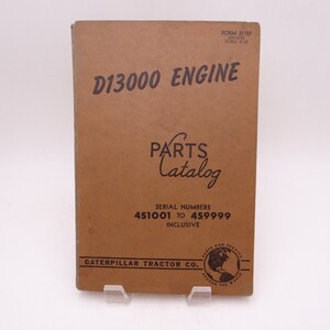 Vintage 1958 Caterpillar D13000 Engine Parts Book