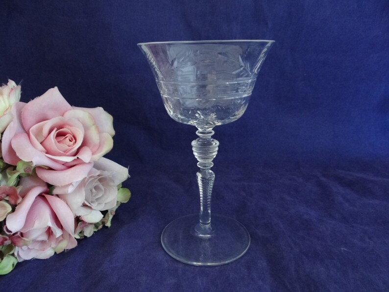 Crystal Etched Goblets with Detailed Stem Set of Etsy