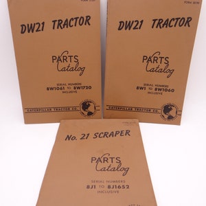 Vintage 1959 Caterpillar Set of 3 DW21 Parts Catalogs