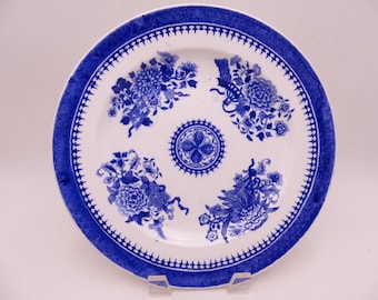 Antique English Bone China Early Transferware Blue and White Dinner Plate  - 6 Available