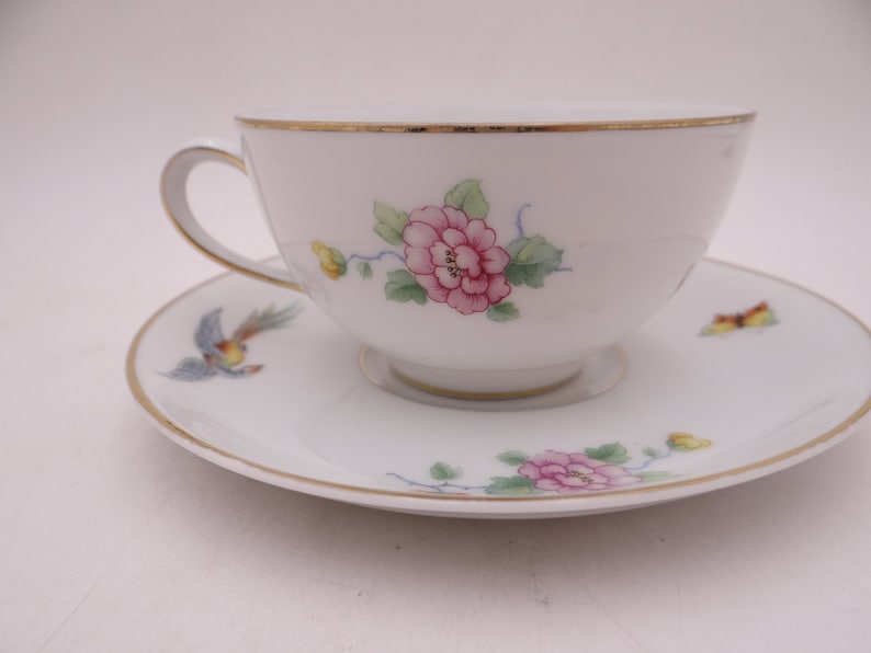 4 Available Vintage Thomas Bavaria The Claridge Butterfly and Bird of Paradise Teacup and Saucer Set