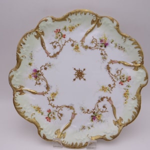 c1890s Factory Decorated Hand Painted Limoges France Klingenberg and Dwenger Large Serving Tray or Plate Charger