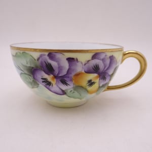 Vintage Hand Painted Bavaria Germany Purple Poppies Teacup - 4 Available