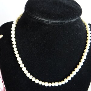Vintage Cream Faux Pearl Choker Necklace with Rhinestone Accented Sterling Silver Clasp Classic and Elegant