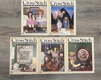 1987 Cross Stitch & Country Crafts Magazines - Choose One - Color Patterns Charts - Christmas Stockings Nativity Ornaments Sampler Dolls