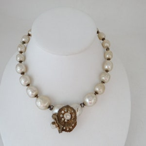 Vintage Signed Miriam Haskell Rhinestone and Faux Baroque Pearl Choker Necklace Bracelet Clip Earring Demi Parure Jewelry Set