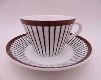 Mid Century Vintage Gustavsberg Stig Larsen &quot;Spisa Ribb&quot; Demitasse Cappuccino Espresso Teetasse und Untertasse Set Charmante Teetasse - 10 erhältlich