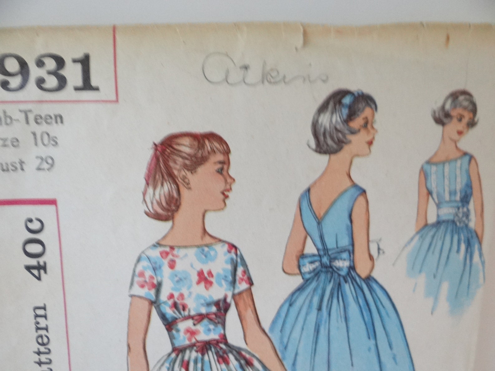 Vintage Simplicity Pattern #2931- Girl or Teen Dress Pattern - Pre-teen ...