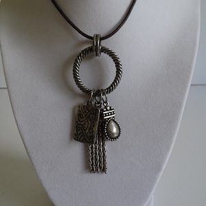 Chico&#39;s Silver Tone Pendant Necklace with Black Cording - a Wonderful Design