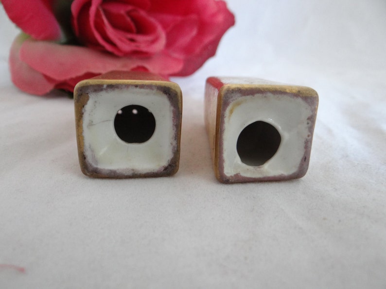 Vintage Ceramic Gold Tone Salt and Pepper Shakers