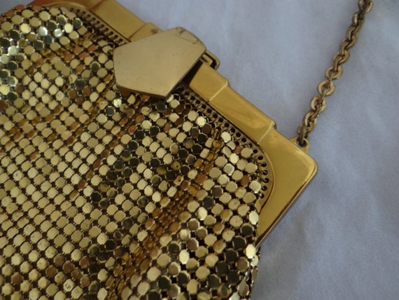 Vintage Signed Whiting and Davis Gold Mesh Purse … - image 2