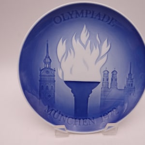 1972 Bing and Grondahl B G Blue and White Munich Olympiade Plate
