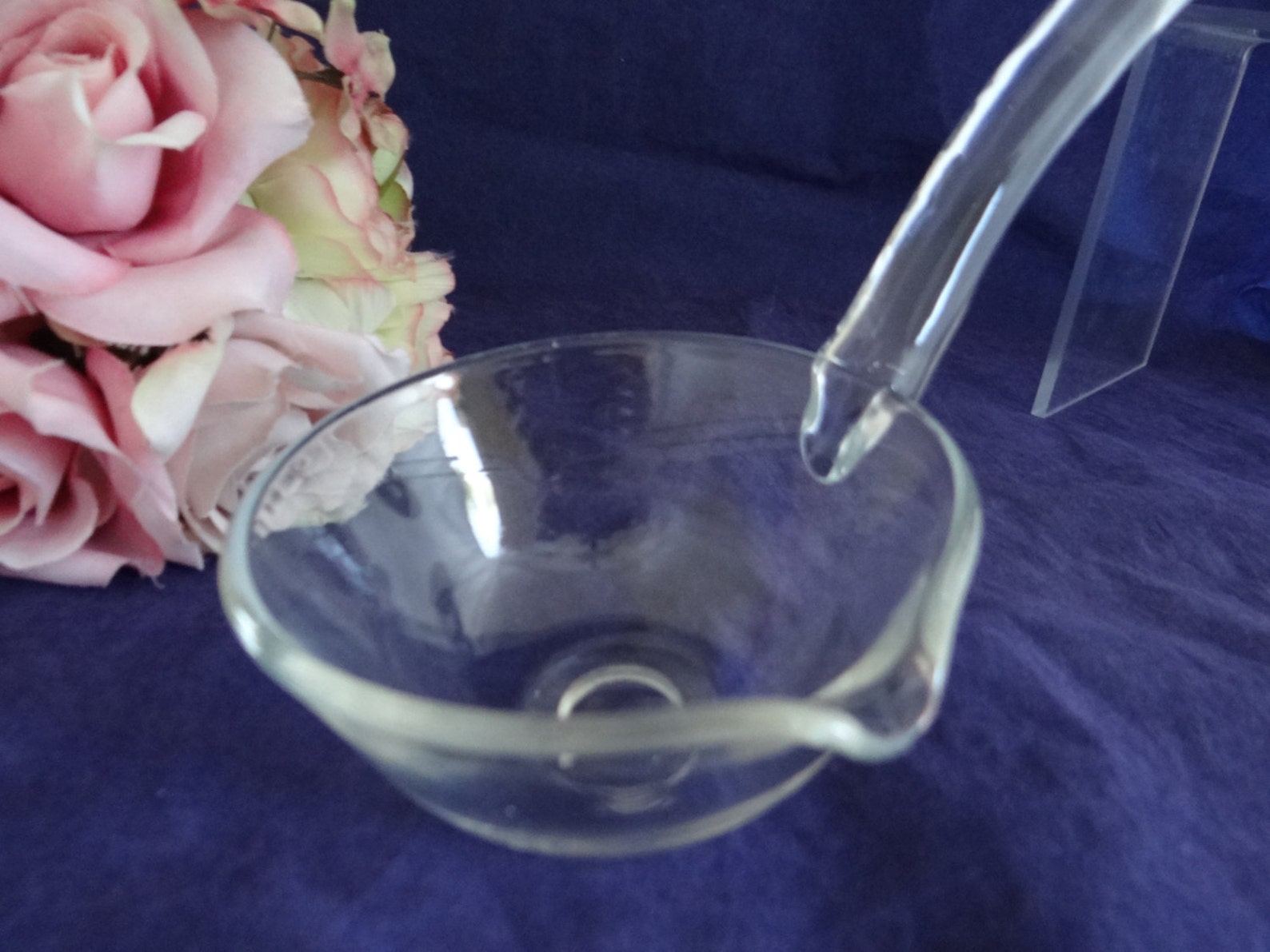 Vintage Hand Blown Clear Glass Punch Bowl Ladle a 11.5 Etsy