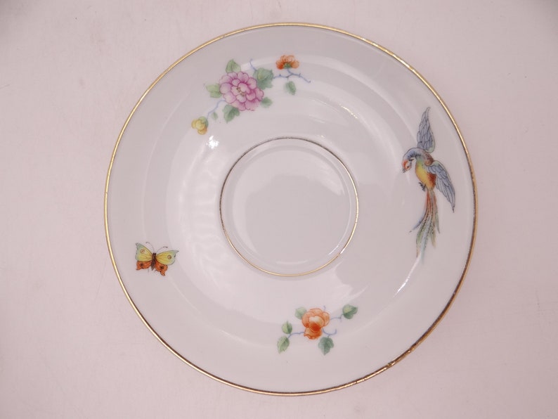 4 Available Vintage Thomas Bavaria The Claridge Butterfly and Bird of Paradise Teacup and Saucer Set
