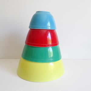 Vintage Pyrex Mixing Bowl Set Primary Colors Full Set - 400 Series - Vintage Pyrex  400 Series Nesting Bowl