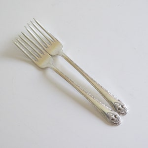 Two 1937 Holmes & Edwards International Silver &quot;Lovely Lady&quot;  Silverplate Dinner Forks - 7-5/8&quot;