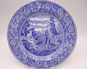 Vintage Spode Blue Room Collection Blue and White Dinner Plate &quot;Woodman&quot;
