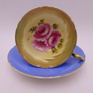 Stunning 1950s Vintage Shelley English Bone China Blue Floral Gainsborough Teacup and Saucer Elegant English Tea Cup