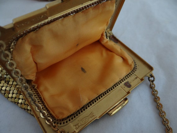 Vintage Signed Whiting and Davis Gold Mesh Purse … - image 5