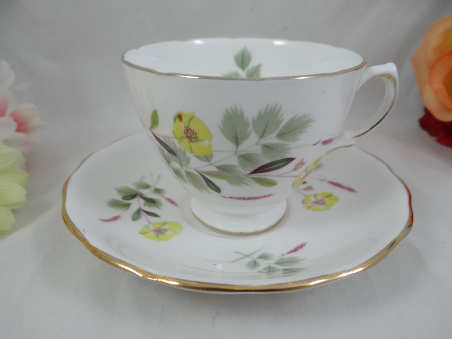 Vintage English Bone China Crown Royal Mid Century English Teacup and Saucer Set English Tea Cup Etsy