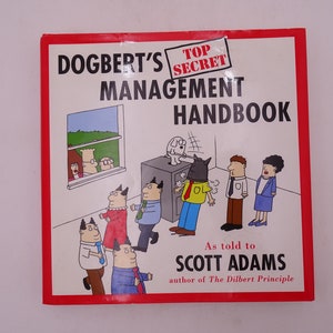 1996 Primera edición "Dogbert's Top Secret Management Handbook" por Scott Adams Hardcover Book Humor Cartoon Dilbert