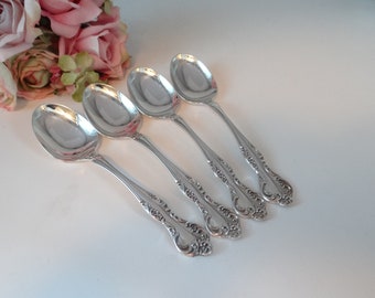 Set of Four Reed & Barton &quot;Wisteria&quot; Silverplate Place Teaspoons - 6&quot; - No Monogram - 2 Sets oe 4 (8 Teaspoons) Available