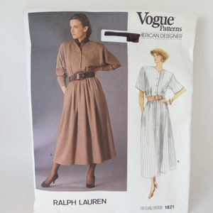 Vogue American Designer Ralph Lauren Dress Sewing Pattern #1821 - Cut but Complete - Woman&#39;s Size 6 8 10 -  Vogue Dress Pattern