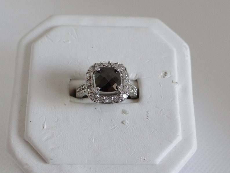 Black Faceted Square Rhinestone Ring on a Silver Tone Setting - Etsy
