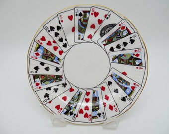 Vintage English Bone China Queens China Elizabethan "Cut for Coffee" Playing Cards Bread and Butter Plate - 4 Available