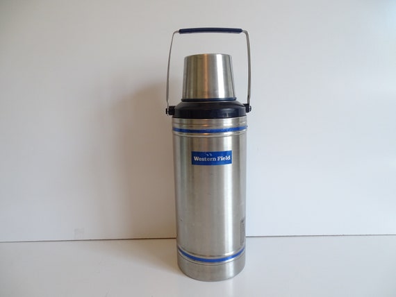 Vintage Stainless Steel Western Field 2 QT Industrial Steel Thermos With  Handle 