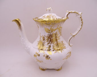 Stunning Vintage Hammersley & Co English Bone China Gold Floral 6 Cup Coffee Pot Teapot