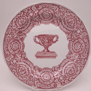 Vintage Spode Archive Collection Piatto da pranzo rosso e bianco &quot;Warwick Vase&quot;
