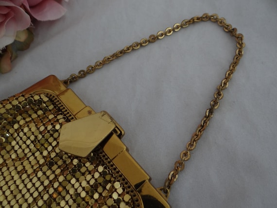 Vintage Signed Whiting and Davis Gold Mesh Purse … - image 4