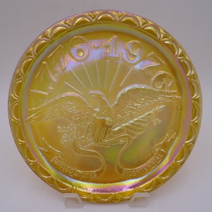 Vintage Indiana Glass Carnival Glass Bicentennial Plate Collectible Carnival Glass Plate
