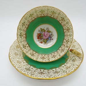 Vintage Hand Painted Aynsley Signed &quot;J.A. Bailey&quot;  English Bone China Rose Bouquet Teacup and Saucer Set Delightful Tea Cup C911