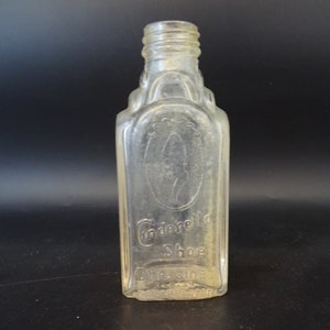 1930s Rare Vintage Cinderella Shoe Dressing Polish Glass Bottle