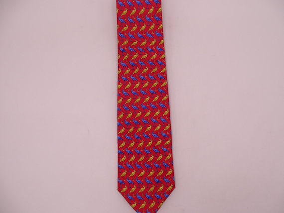 Silk Windsor Collection Italian Flamingo Tie 100%… - image 1