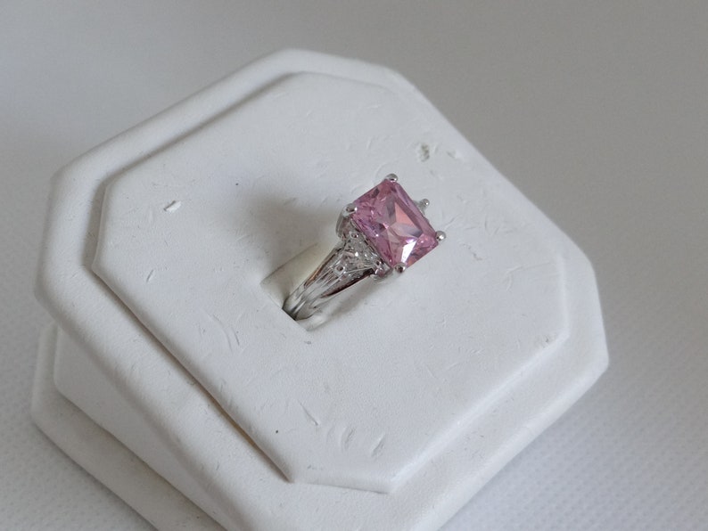 Pink Faceted Rhinestone Ring with Clear Rhinestone Accent on a | Etsy