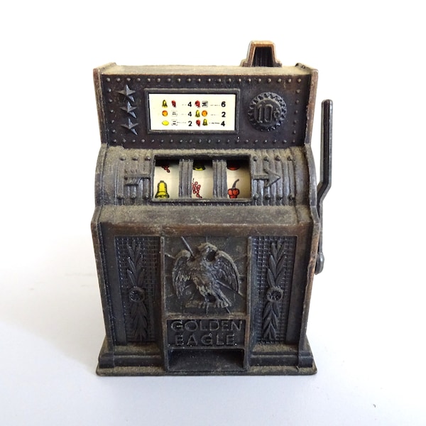 Vintage Diecast One Arm Bandit Slot Machine Puntenslijper