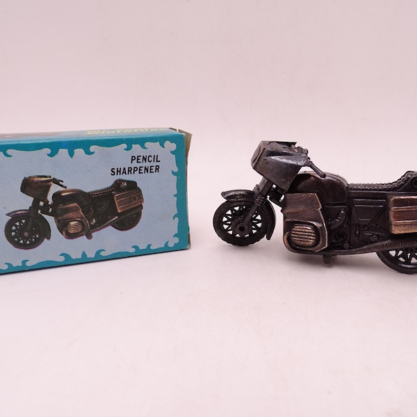 Vintage Diecast Antique BMW Motorcycle Pencil Sharpener in Original Box