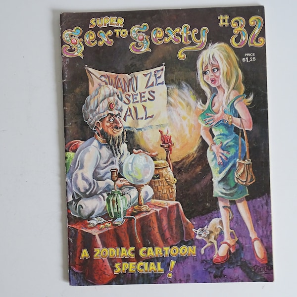 Large Size Version 1973 Vintage Super Sex to Sexty Adult Comic Book #32 "Zodiac Cartoon Special" Men's Magazine Cartoon Jokes