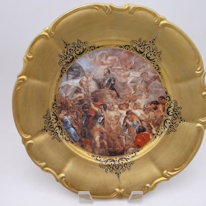 Rare Stunning Vintage Hutschenreuther Sylvia Factory Decorated Charger Cabinet Plate