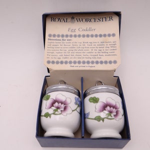 Vintage Pair Standard Size Royal Worcester Egg Coddler &quot; Astley&quot; in Original Box